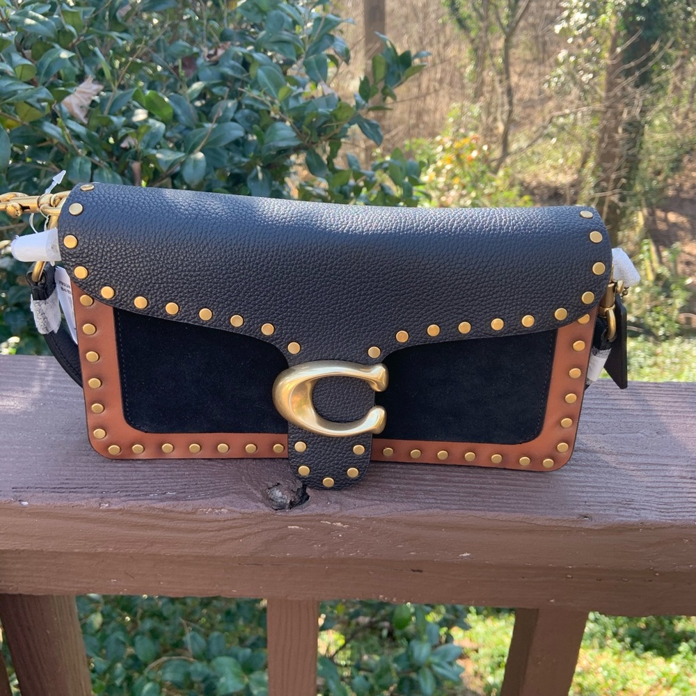Coach tabby rivets 26 - new with tag has long strap blavk and brown color